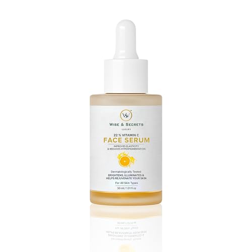 Image of Wise & Secrets Luxury 22% Vitamin C Face Serum | Dermatologically Tested | Brightening, Pigmentation Care & Skin Rejuvenation | For All Skin Types | 30ml