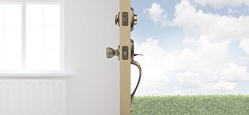 Image of Kwikset Belleview Front Door Lock Handle and Deadbolt Set, Entry Handleset Exterior with Interior Door Knob, Antique Brass, Pick Resistant SmartKey Rekey Deadbolt Security