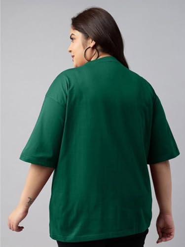 Image of JUNEBERRY 100% Pure Cotton Oversized Baggy Fit Cool Front Chest Graphic Printed Half Sleeve Plus Size T-Shirt for Women & Girls (Sizes: 2XL to 5XL)