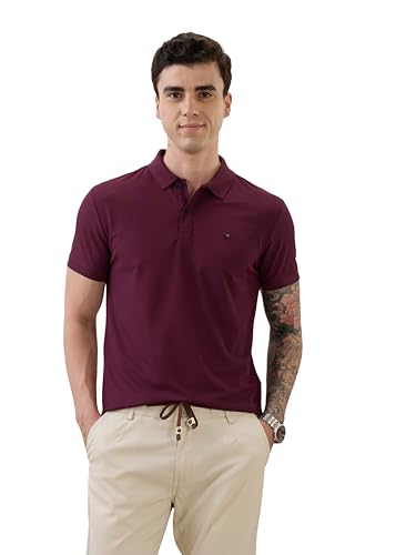 Image of Nostrum Cotton Half Sleeve T-Shirt for Men Boys, Regular Fit, Cherry, Stylish Mens T-Shirts, Polo T Shirt for Man, Collar T Shirts for Men