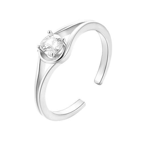 Anillo Moissanite para mujer en oro blanco Au375 con piedra redonda de 6 mm