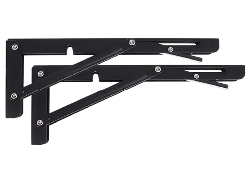 GLUN® Folding Shelf Brackets, 12 Inch Black Colour Heavy Duty Metal Collapsible Shelf Bracket for Bench, Table, Shelf Hinge, & Wall Mounted, Space Saving DIY Bracket (B0CXJCP4RH) Amazon Price History, Amazon Price Tracker