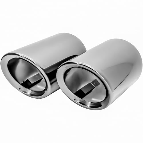 RECAMBO Auspuffblenden Set 2x Edelstahl Chrom passend für VW Golf VII Typ AU BJ 2012-2021 - einfache Montage - fester Sitz - aufwertende Heckoptik - langlebige Oberfläche - sauberes Finish
