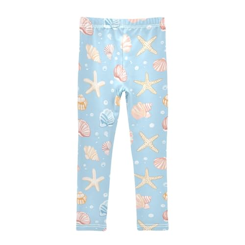 Cartoon Seashells and Starfish Girls Casual Leggings for Kids Printed Long Pant Bottoms Stretch and Soft2