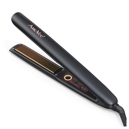 AmoVee Pencil Flat Iron, Mini Hair Straightener for Short Hair Beard Pixie Cut, 1/2 Inch Titanium Ceramic Iron with LCD Temperature Display, Dual Voltage, Auto Shut Off