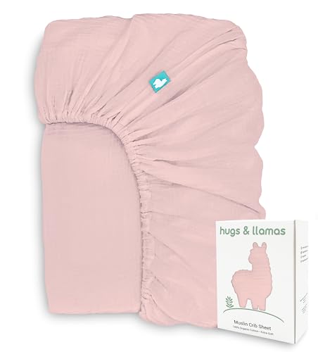Image of Hugs & Llamas - 100% Organic Cotton Muslin Fitted Sheet for Boys & Girls | Neutral Organic Crib Sheets
