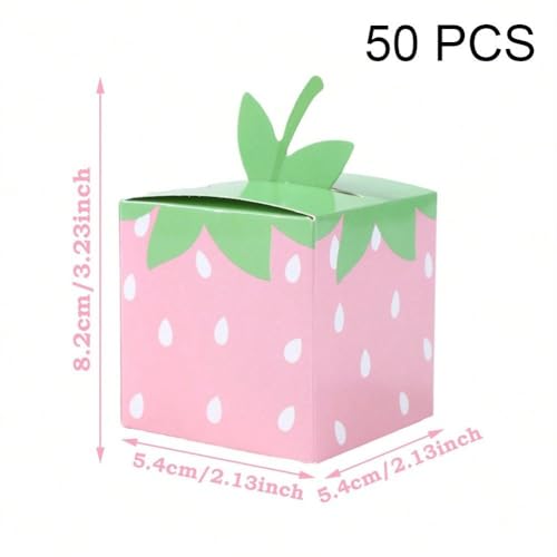 Boîtes à dragées papier fraise solides pour invités mariage 50pcs