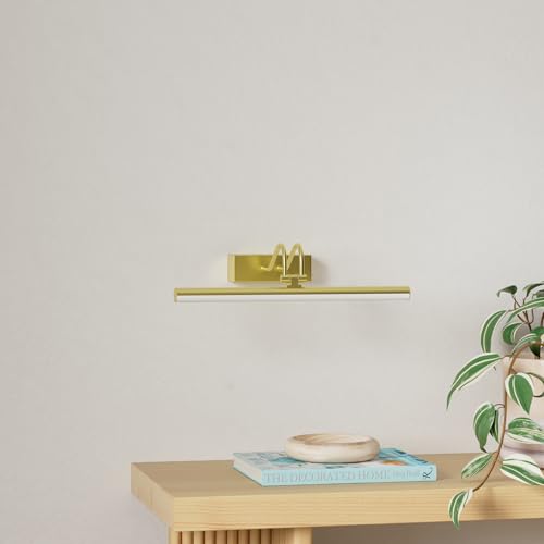 RAIFOOLLY Picture Light, 13in Battery Operated Picture Lights for Paintings,Metal Remote Display Art Light with Timer and Dimmable for Wall Painting,Frame, Portrait, Dartboard(Gold), RF00290