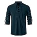 Herren Hemd Leinen Henley Sommerhemd Soft Markenhemd Tasche Herrenhemden Regular Langarm-Hemden Men Musterhemd Umlegekragen Businesshemden Günstige Menswear