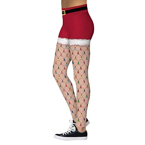 Leggings Femininos Fantasia De Natal Cintura Xmas Imprimir Perneiras De Ginástica Plus Size Calças