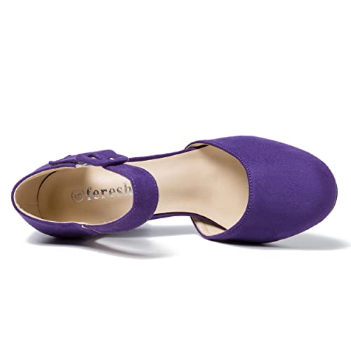 Women's High Heel Closed Toe Chunky Wedding Pumps Mary Jane Shoes4