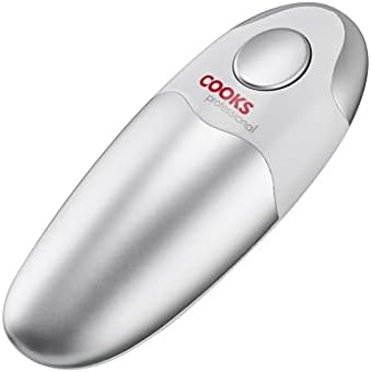 Electric Can Opener Automatic Cordless Tin Opener for Arthritic Hands by Cooks Professional (White and Silver)