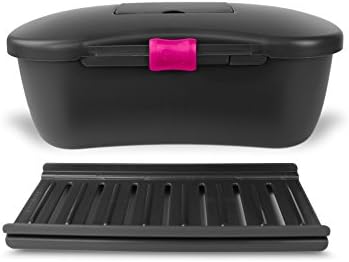 Joyboxx Adult Lock Box | Free Playtray and 2 Locks (Black with Pink Lock) Storage case, hygienic, Ventilated, Discreet, Dishwasher Safe, Antimicrobial Plastic Storage System
