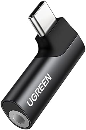 UGREEN USB C to 3.5mm Jack Headphone Adapter Angled Hi-Res DAC Type C Aux Mic Dongle Compatible with 2022 12.9 iPad Pro iPad Air 5 4 Mini 6 Galaxy S22 Ultra S21 S20 FE Oneplus 10 Pro Pixel 6 (Black)