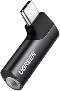 UGREEN USB C to 3.5mm Jack Headphone Adapter Angled Hi-Res DAC Type C Aux Mic Dongle Compatible with 2022 12.9 iPad Pro iPad Air 5 4 Mini 6 Galaxy S22 Ultra S21 S20 FE Oneplus 10 Pro Pixel 6 (Black)