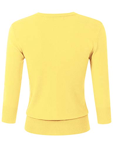 Image of Women's 3 /4 Sleeve Crew Neck Button Down Stretch Knit Cardigan Sweater (S-3XL)
