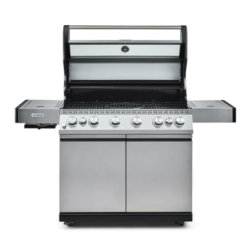 Fire Mountain Olympus 8 Burner Gas BBQ, Stainless Steel Barbecue Cast Iron Grill, Glass Viewing Lid, Side Burner & Built-In Temperature Gauge, Extra Large Outdoor Grill for Garden Parties & Patio - Image 6