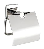 wenko porta carta igienica con coperchio mezzano - portarotolo wc, con coperchio, acciaio inossidabile, 15 x 13 x 7 cm, lucido