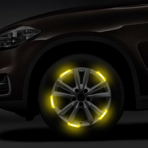 Image of 20PCS Strong Reflective Car Wheel Hub Stickers for Cars Helmet Night Safety Warning Reflective Stripe Decals Auto Truck Motorcycle Bicycle Wheels Rim Reflective Stickers (Yellow)