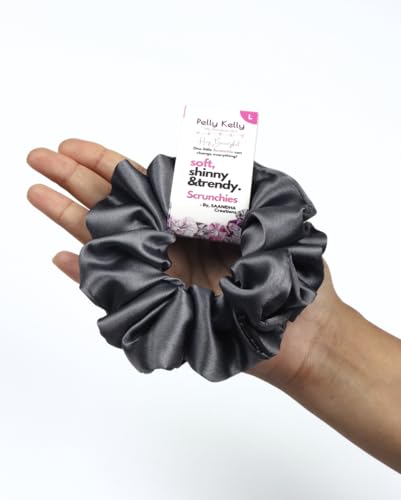 Image of Satin Scrunchies Hair Bands for Women | No-Damage Elastic Hair Ties for Ponytails & Buns | Fluffy & Stylish Rubber Bands | Large Size | Pack of 5