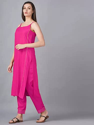 Image of Aziz Textiles Women's Rayon Sleeveless Straight Kurti for Women & Girls