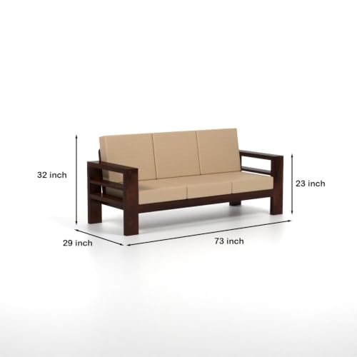 Image of Sheesham Wooden 5 Seater Sofa Set for Living Room | Solid Wood Sofa | Rosewood Sofa Set for Home & Office