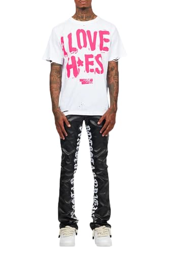 Men's Elian PU Stacked Flare Jean