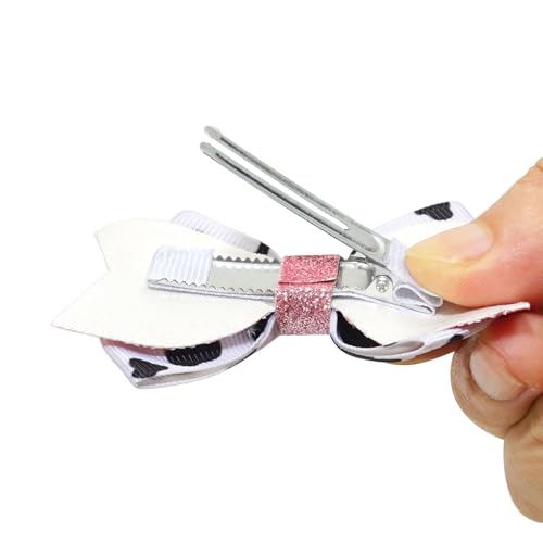 2 pzas Moño para cabello con diseño vaca y pinzas cocodrilo miniatura 4