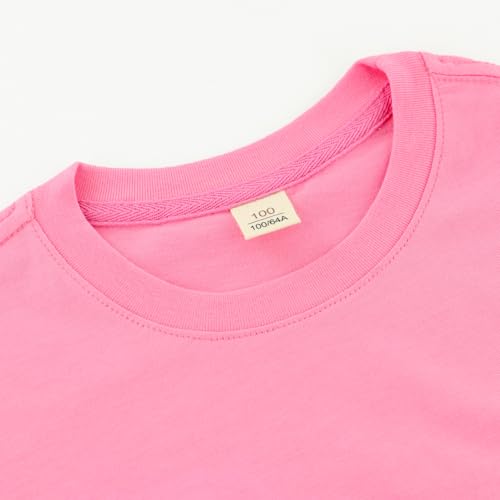 Image of Toddler Kids Short Sleeve Crew Neck T-Shirt Pullover, Loose Fit Casual Basic Tees for Boys Girls 2-8 Years