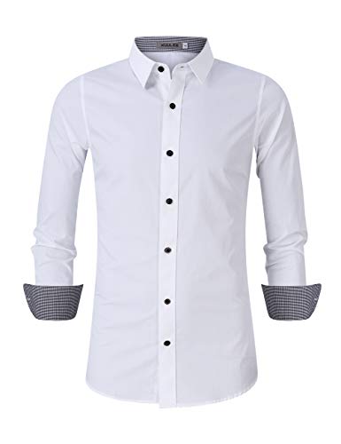 KUULEE Camisas Formales Hombre Slim Fit Camisa Manga Larga para Hombre