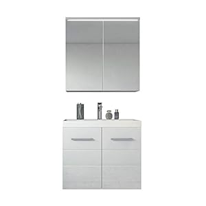 Badkamermeubelset Toledo 02 60cm wastafel hoogglans wit – badkamermeubel meubel spiegelkast