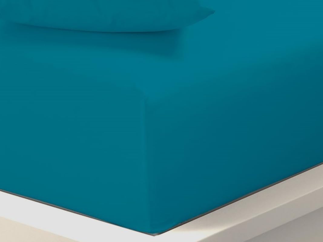 Fitted Sheet 40cm Extra Deep Pocket Super King Bed Size Teal Easy Care Poly Cotton, Soft, Wrinkle-Free (Super King teal)
