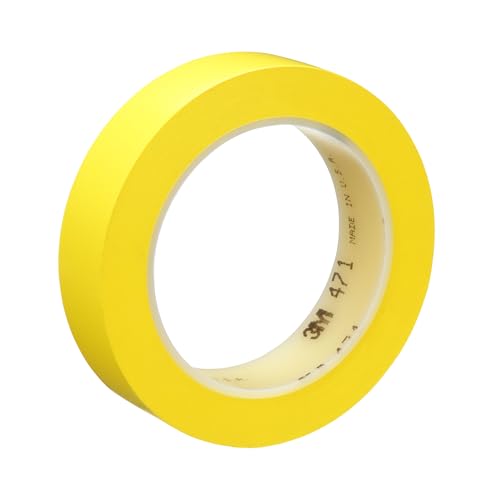 Image of 3M Vinyl Tape 471, 1 in x 36 yd, Yellow, 36 Rolls, Yellow Floor Tape, Paint Alternative for Floor Marking, Social Distancing, Color Coding, Safety Marking