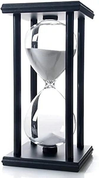 JIEHET Hourglass Sand Timer 45 Minutes, Hour Glasses with Sand Decoration for Kids, Sand Clock Watch for Room Birthday Tea Coffee Table Book Shelf School Game Ornament Wooden (White Sand)