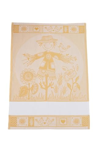 Paños para cocina de jacquard con tela Aida para bordar en color naranja y amarillo 4