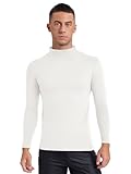 YOOJIA Camiseta Térmica De Felpa para Hombre Camiseta Interior Cuello Alto Manga Larga Jersey Running Ciclismo Fitness Cálida Blanco M/2点