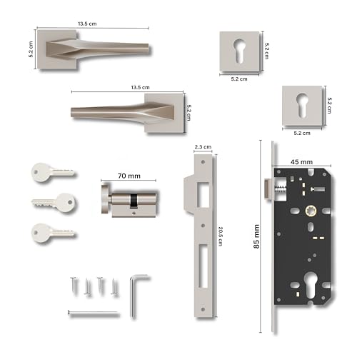 Image of GLOXY Brass Door Locks for Main Door, Door Lock for Bedroom, Mortise Door Lock Handle Set with 3 Brass Key for Home,Office,Hotel | Satin Matt Finish (2 Years Warranty, Pack of 1)