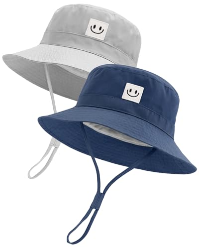 Image of FURTALK Baby Sun Hat Smile Face Toddler Boys Girls Bucket Hat 0-5 Years Kids UPF 50+ Sun Protection Summer Hats
