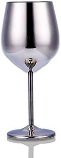 D L D Stainless Steel Red Wine Glass Metal Stemmed Wine Glasses Shatter Proof White Red Wine Cocktail Glasses Unbreakable BPA Free Goblets Juice Drink Champagne Goblet Party Barware (Silver)