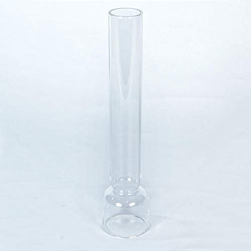 Clear Glass Lamp Chimney, Replacement Hurricane Globe Measures 2 1/8 Inch Diameter Base x 10 Inches High for Oil or Kerosene Lanterns, Kosmos