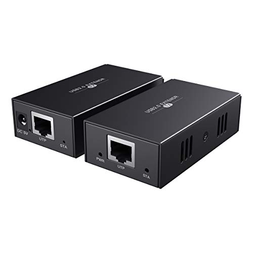 HDMI USB Extender 4 USB 2.0 Hubs, über Single Ethernet Cat5e / 6/7 Bis zu 50m/165ft , Plug and Play, kein Treiber Erforderlich, USB RJ45 LAN-Erweiterung Cover