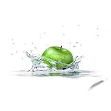 islandburner Premium Poster Frisches Apfel-Splash Wandbild 