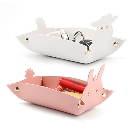 YSCEN 2 pack Leather Valet Tray Organizer, pen holder for