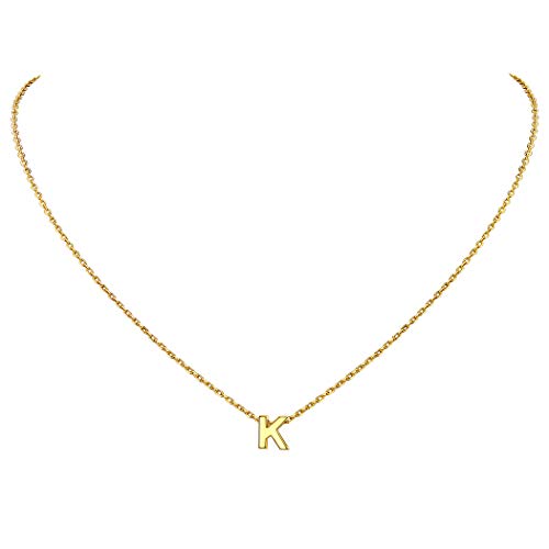Collier initial argent 925 cadeau idéal femme pendentif lettre plaqué or avec boîte