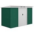 Outsunny 9' x 4' Outdoor Storage Shed, Galvanized Metal Utility Garden Tool House, Lockable Door for Backyard, Bike, Patio, Garage, Lawn, Green