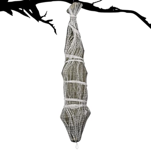 Jvjggag Halloween Corpse Prop, Life Size Scary Fake Corpse, Gauze Mummy Figure, Realistic Wrapping & Spider Web Detail, Lightweight Hanging Body, Haunted House Outdoor Decoration Display