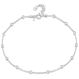 TRHDFW 925 Sterling Silver Adjustable Anklet – Classic Chain Ankle Bracelets – 9″ to 10″ inch – Flexible Fit