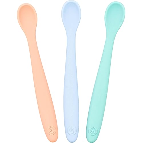 Image of WeeSprout Silicone Baby Spoons - First Stage Infant Feeding Utensils With Soft-Tip, Bendable Kitchenware for Parent & Self-Feeding, Ultra-Durable, Dishwasher Safe, Travel Case, Set of 3