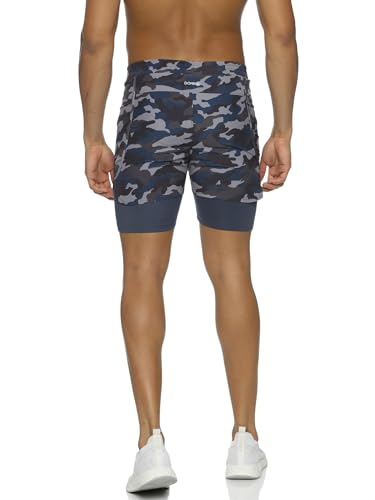 Image of DOMIN8 Men's Camouflage Printed Shorts with Elasticated Waist & Inner Tights (XL)