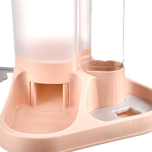 Image of Dog Bowl, 2 in 1 Automatic Cat Food and Water Bowl Set with Water Dispenser and Stainless Steel Bowl for Cats and Small Dogs Automatic Water Feeder Water Drinker (Pink)